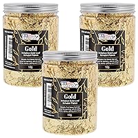 U.S. Art Supply Metallic Foil Schabin Gilding Gold Leaf Flakes - Imitation Gold in 10 Gram Bottle (Pack of 3) - Gild Picture Frames, Paintings, Furniture, Decorate Epoxy Resin, Nails, Jewelry, Slime