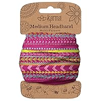 Pink Multi Stripes Headband for Women - Medium - Fabric Headband and Stretchy Hair Scarf - Pink, 1 Count (Pack of 1)