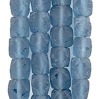 TheBeadChest Light Blue Faceted Recycled Java Sea Glass Beads - Full Strand of Faceted Bottle Glass Beads