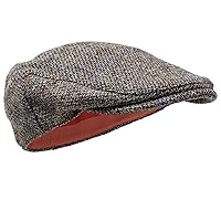 Borges & Scott Nevis Peaked Cap - 100% Hand-Woven Wool Flat Cap - Harris Tweed - Water-Repellent