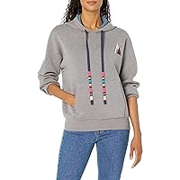 Monrow Women's Ht1314-supersoft Sweater Knit Hoody W/Stripe Drawcord