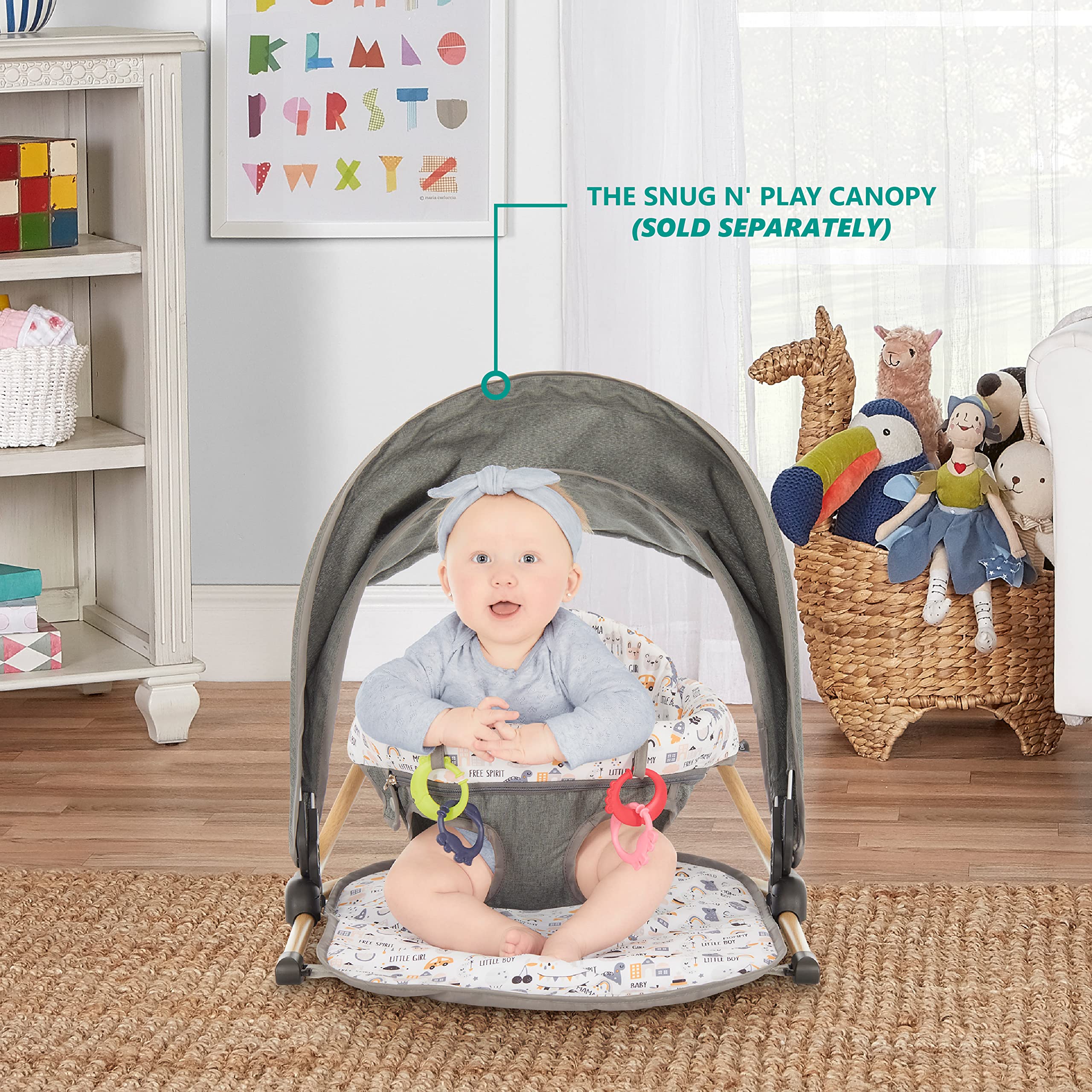 Dream On Me Snug N Play Floor Seat in Hello World, Baby Seat, Top-Notch Safety Features, Padded Baby Floor Seat, Waterproof Fabric, Folds Flat, Easy to Store and Transport