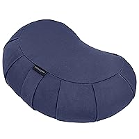 Retrospec Sedona Zafu Meditation Cushion Filled w/Buckwheat Hulls - Yoga Pillow for Meditation Practices - Machine Washable 100% Cotton Cover & Durable Carry Handle; Crescent, Midnight