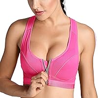 Women's High Impact Front Closure Racerback Full Support Wirefree Sports Bra