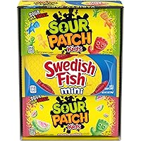SOUR PATCH KIDS and SWEDISH FISH Mini Soft & Chewy Candy Variety Pack, 18 - 2 oz Bags