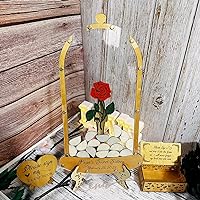 Rustic Wooden Wedding Guest Book Alternative Frame - Personalized Bell-Shaped Drop Box - Custom Guest Book with Wedding Tree Design - Romantic Rose Gift with Gold Foil Accents for Memorable Celebratio