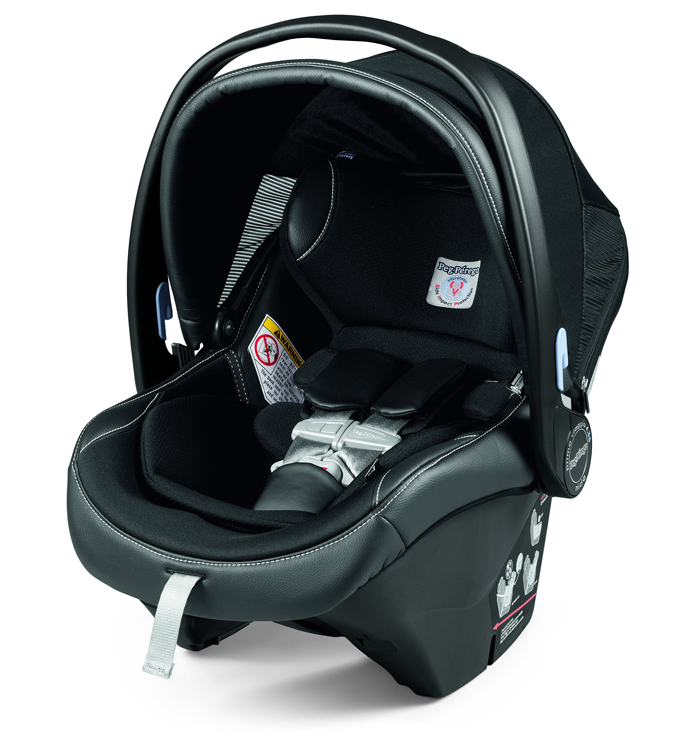 Peg Perego Primo Viaggio 4-35 Nido - Rear Facing Infant Car Seat - Includes Base with Load Leg & Anti-Rebound Bar - for Babies 4 to 35 lbs - Made in Italy - Licorice (Black)
