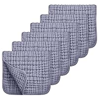 Looxii Muslin Burp Cloths 100% Cotton Muslin Cloths Large 20''x10'' Extra Soft and Absorbent 6 Pack Baby Burping Cloth for Boys and Girls (Fog Blue)