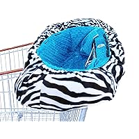Minky Dot Shopping Cart Cover, Zebra with Turquoise
