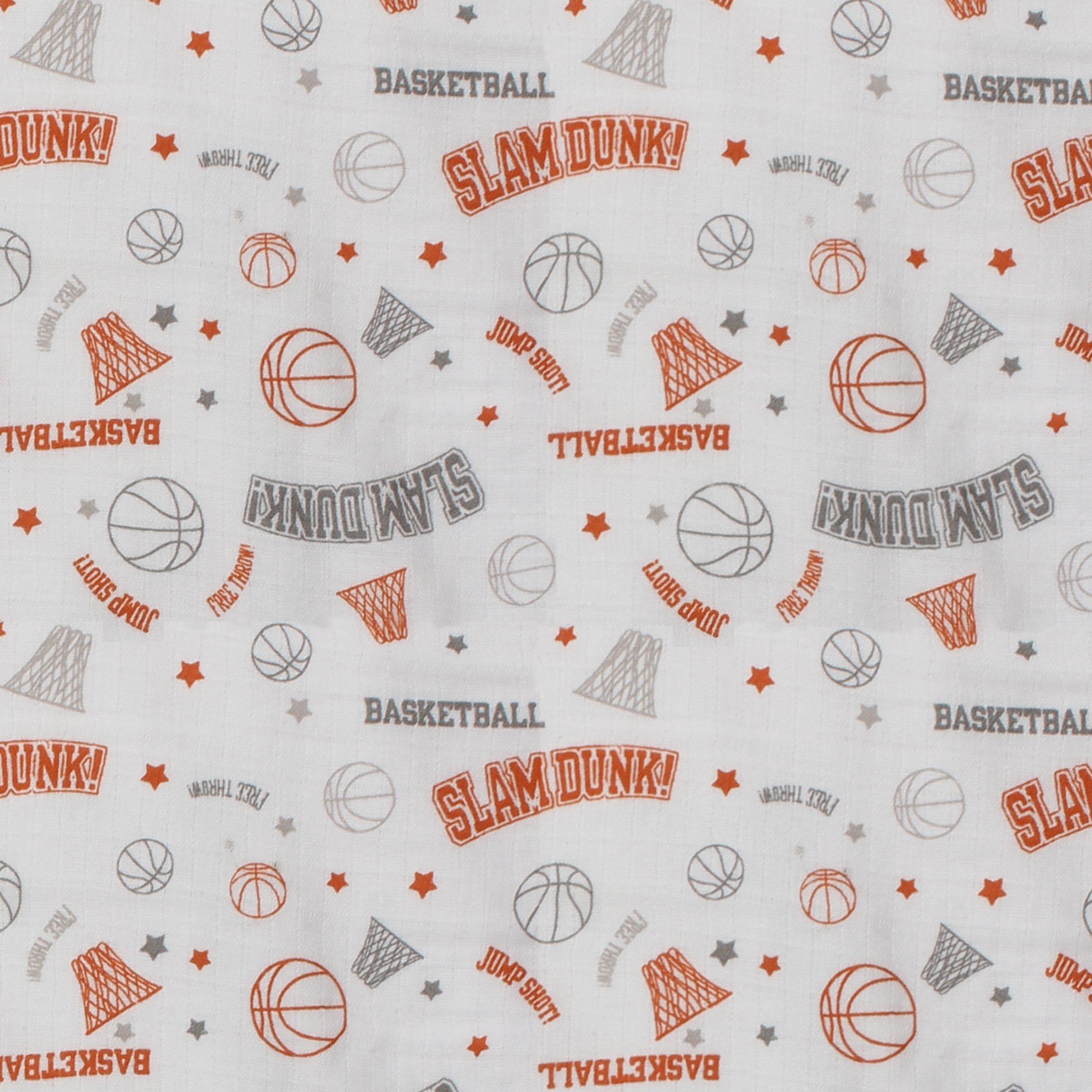 Bacati Basketball Orange/Grey Muslin Quilted Changing Pad Cover