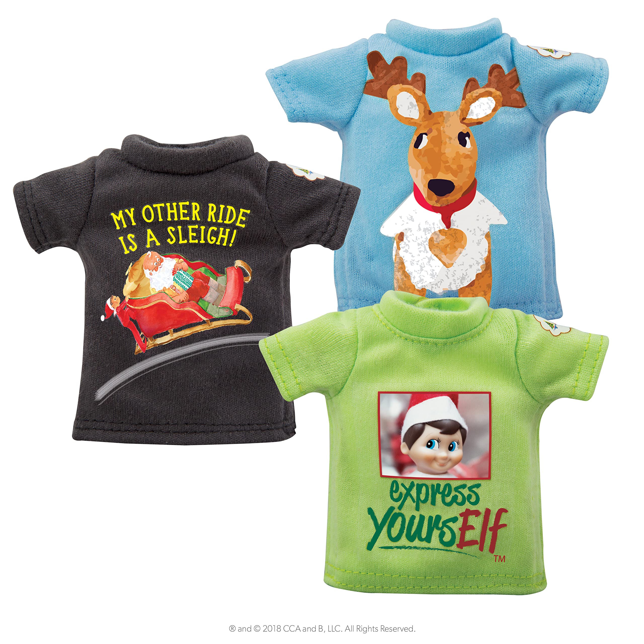 The Elf on the Shelf Clothing Set - 3 Tshirt Value Pack and Carrying Case - Three Stylish Tees For Boy Elf or Girl Elf