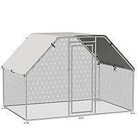 Large Chicken Coop Metal Chicken Run with Waterproof and Anti-UV Cover, Flat Shaped Walk-in Fence Cage Hen House for Outdoor and Yard Farm Use, 1.26