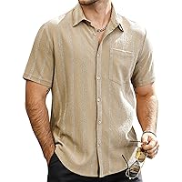 VATPAVE Mens Summer Striped Shirts Button Down Short Sleeve Vintage Beach Hawaiian Shirts with Pocket