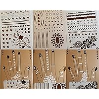 Flash Temporary Tattoos - Look Gorgeous & Feel Stylish - 10x Better Than Makeup or Henna Body Paints - Custom Jewelry Designs in Gold, Black and Silver Glitters (5X4)