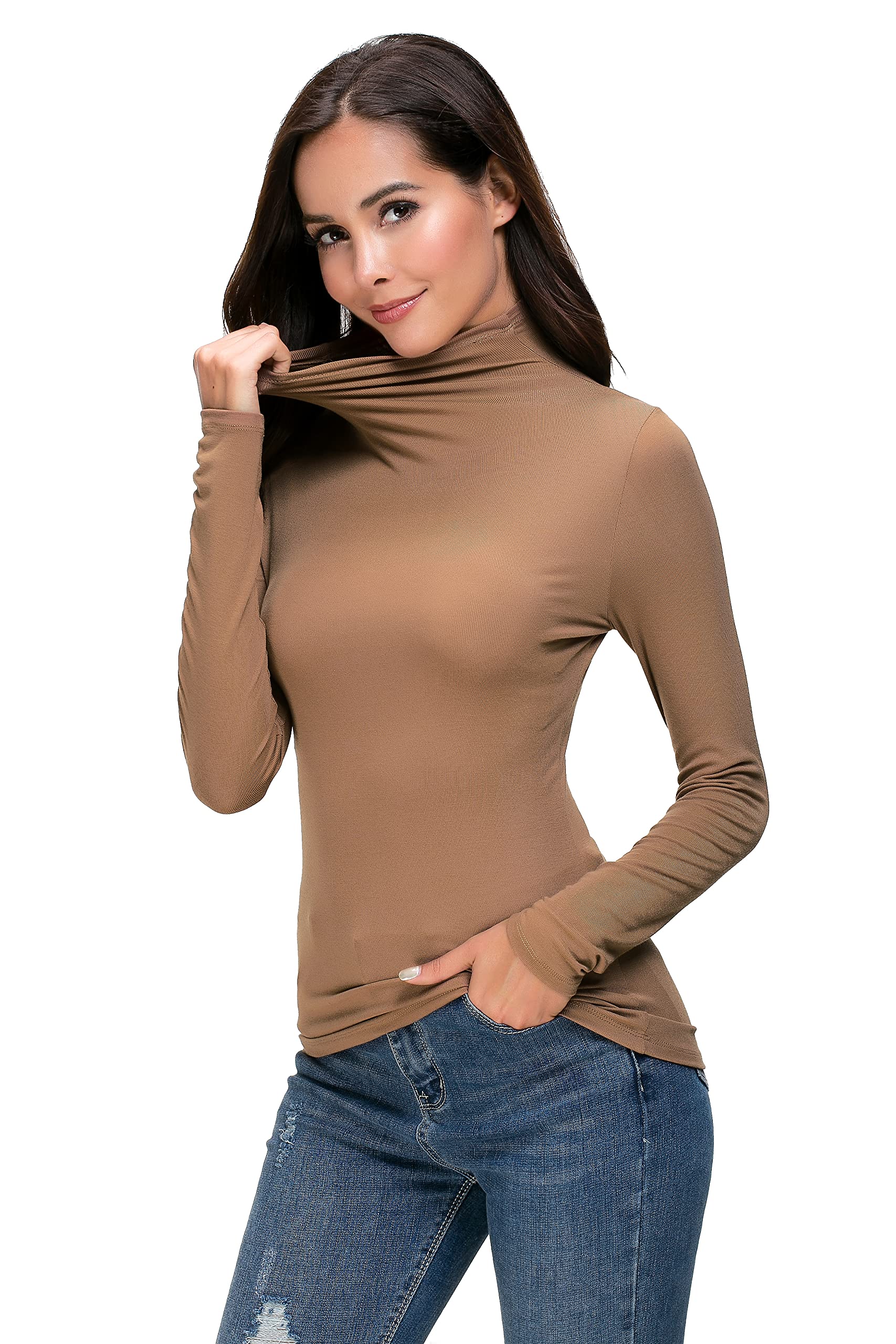 Womens Long Sleeve/Sleeveless Mock Turtleneck Stretch Fitted Underscrubs Layer Tee Tops