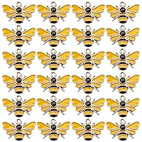 24 pcs Metal Alloy Gold Bee Charm Enamel Bumblebee Yellow Honeybee Pendant Earring Bracelet DIY Jewelry Making Crafts 0.9 by 0.6 inches