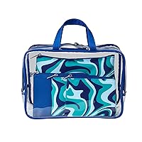 Conair 5 Piece Toiletry and Cosmetic Bag Set Under $30, Includes 1 Large Weekender Bag and 4 Organizer Bags in Blue Swirl Prints