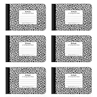 Oxford Jr. Composition Notebooks, Half Size, 4-7/8 x 7-1/2 Inches, Wide Ruled Paper, 80 Sheets, Black Marble Covers, 6 Pack (63773)