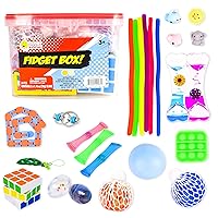Sunny Days Entertainment 24 Piece Fidget Box - Sensory Toys with Storage Container - Giggle Zone