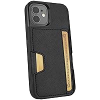 Smartish iPhone 12 Mini Wallet Case - Wallet Slayer Vol. 2 [Slim Protective Kickstand] Credit Card Holder (Silk) - Black Tie Affair