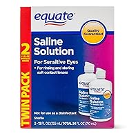 Equate Saline Solution, Contact Lens Solution for Sensitive Eyes Twin Pack 2 x 12 fl oz (2x12 Fl Oz)