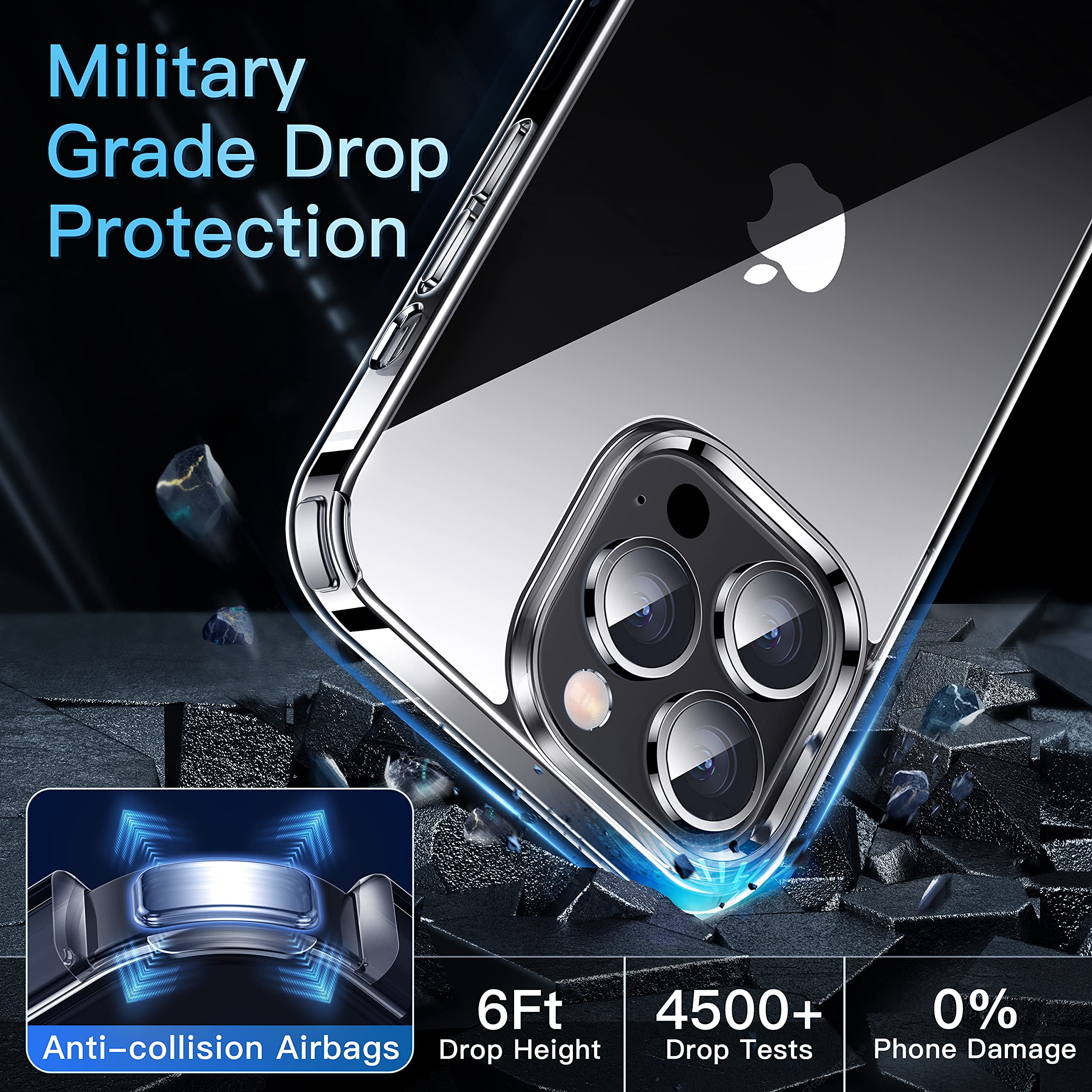 CASEKOO Crystal Clear Designed for iPhone 13 Pro Case, [Not Yellowing] [Military Drop Protection] Shockproof Protective Phone Case 6.1 inch 2021 (Clear)