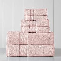 Spun Loft 6-Piece 100% Combed Cotton Towel Set - Bath Towels, Hand Towels, & Washcloths - Super Absorbent & Quick Dry - 600 GSM - Soft & Plush, Blush