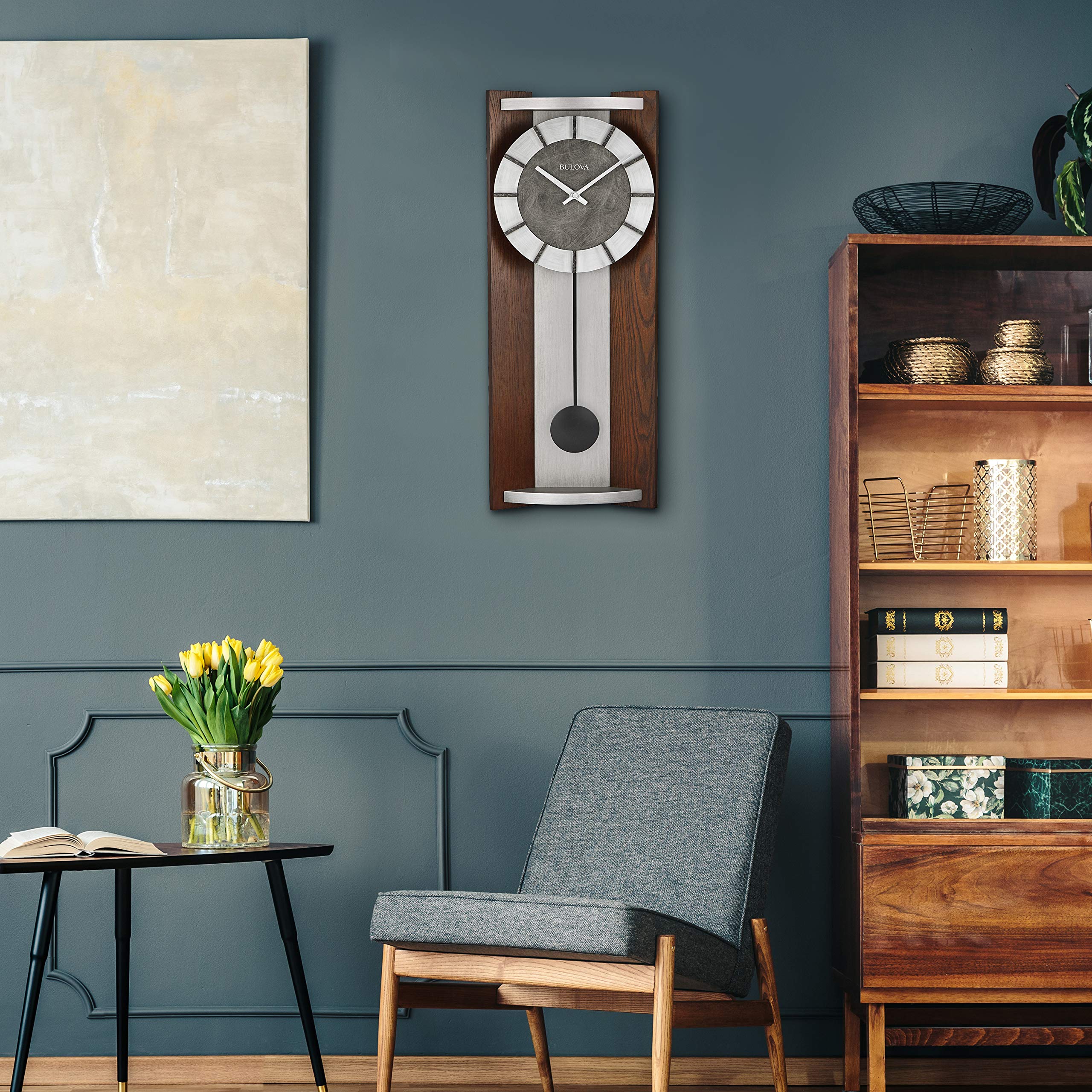 Bulova Newton Pendulum Wall Clock, Espresso