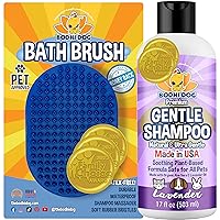 Grooming Shampoo Brush + Soothing Gentle Puppy Shampoo 17oz Bundle