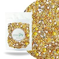 Honey Bee Sprinkle Mix| Made In USA By Sprinkle Pop| Yellow Gold Sprinkles With Bees And Honeycomb Wafer Papers| Black Pops And Cream Hues | Summer Sprinkles for Decorating Cakes Cupcakes Cookies, 2oz