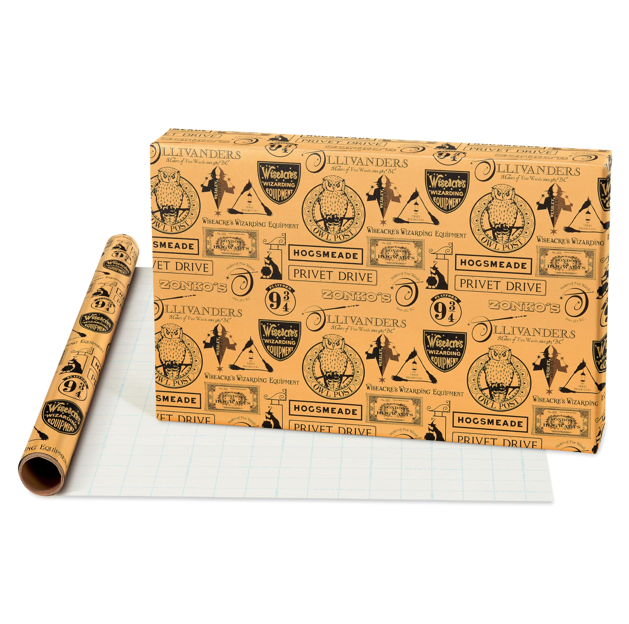 American Greetings 105 sq. ft. Harry Potter Wrapping Paper Set with Gridlines for Birthdays, Graduations and All Occasions, Hogwarts House Crests, Gryffindor Robe and Marauders Map (3 Rolls, 30 in. x 14 ft. each)