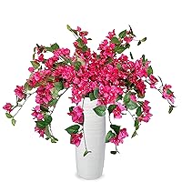 Pack of 16 Artificial Bougainvillea Silk Vines Hanging Flower Stems for Wedding & Home Decoration, Flower Garland and Garden DIY Decor - 30.5 inch (Fuchsia)