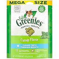 Greenies Feline Adult Natural Dental Care Cat Treats, Catnip Flavor, 4.6 oz. Pouch