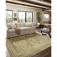 Loloi x Magnolia Home by Joanna Gaines Sinclair SIN-02 Collection Machine Washable Area Rug, Khaki / Tobacco, 5'-0