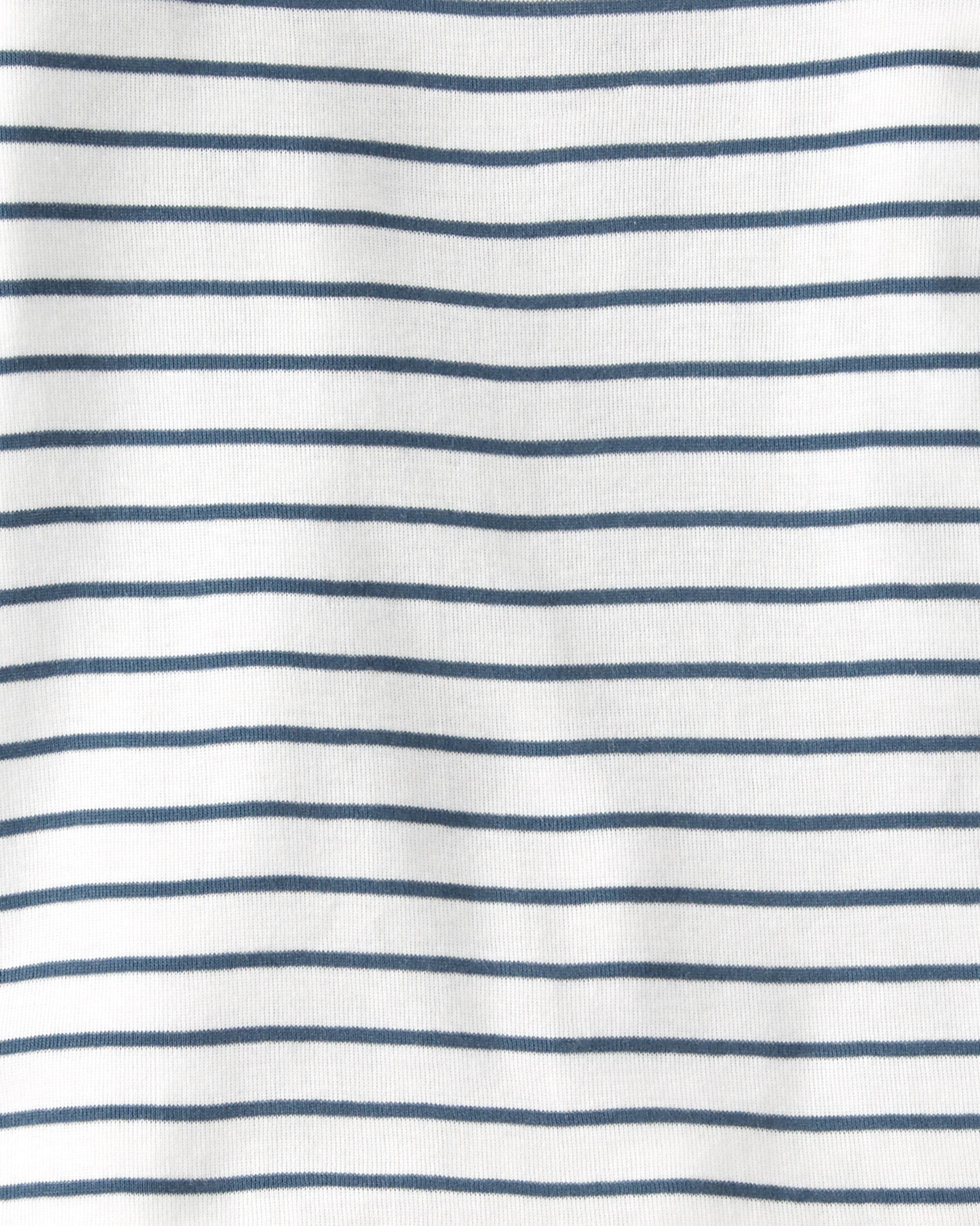 little planet by carter's Baby & Toddler Organic Cotton 2-Piece Pajama Sets, Blue Stripes, 5T