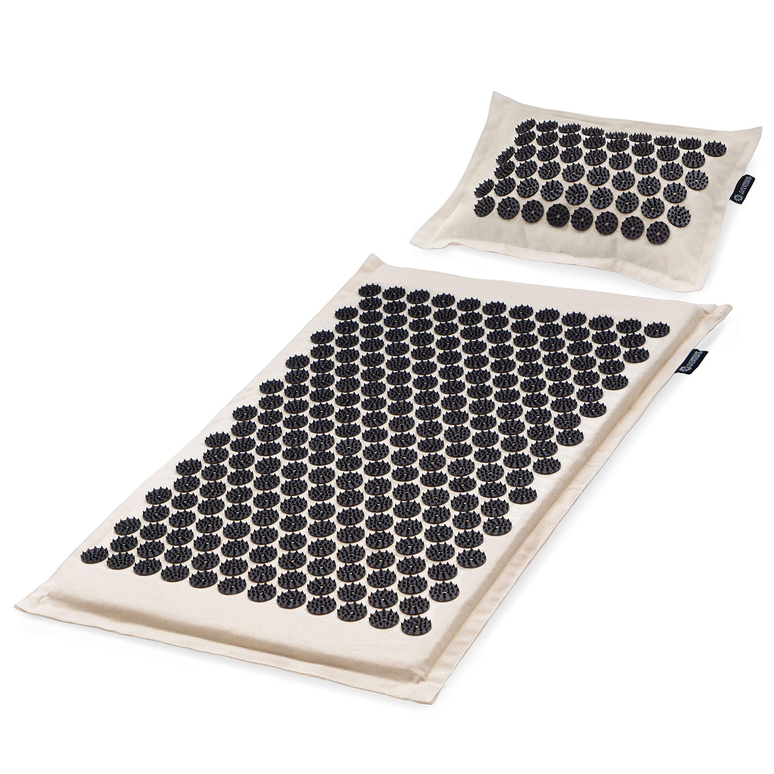 ProsourceFit Ki Acupressure Mat and Pillow Set with 100% Natural Linen for Back/Neck Pain Relief and Muscle Relaxation