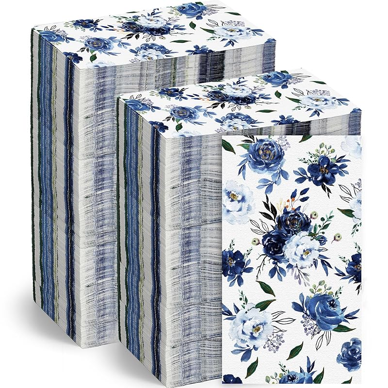 Mua 100 Pack Navy Blue Floral Napkins Disposable Hand Towels ...