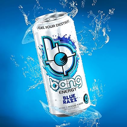 Bang Energy Blue Razz, Sugar-Free Energy Drink, 16-Ounce (Pack of 12)