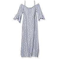 R&M Richards Women's Missy One Piece Lace Fitted Bell Sleeve Dress