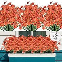 24 Bundles Artificial Fall Flowers Outdoor,No Fade Fake Plastic Flowers,Faux Autumn Plants for Thanksgiving Xmas Decor,Hanging Planters Indoor Outside Garden Porch Window Box Home Wedding