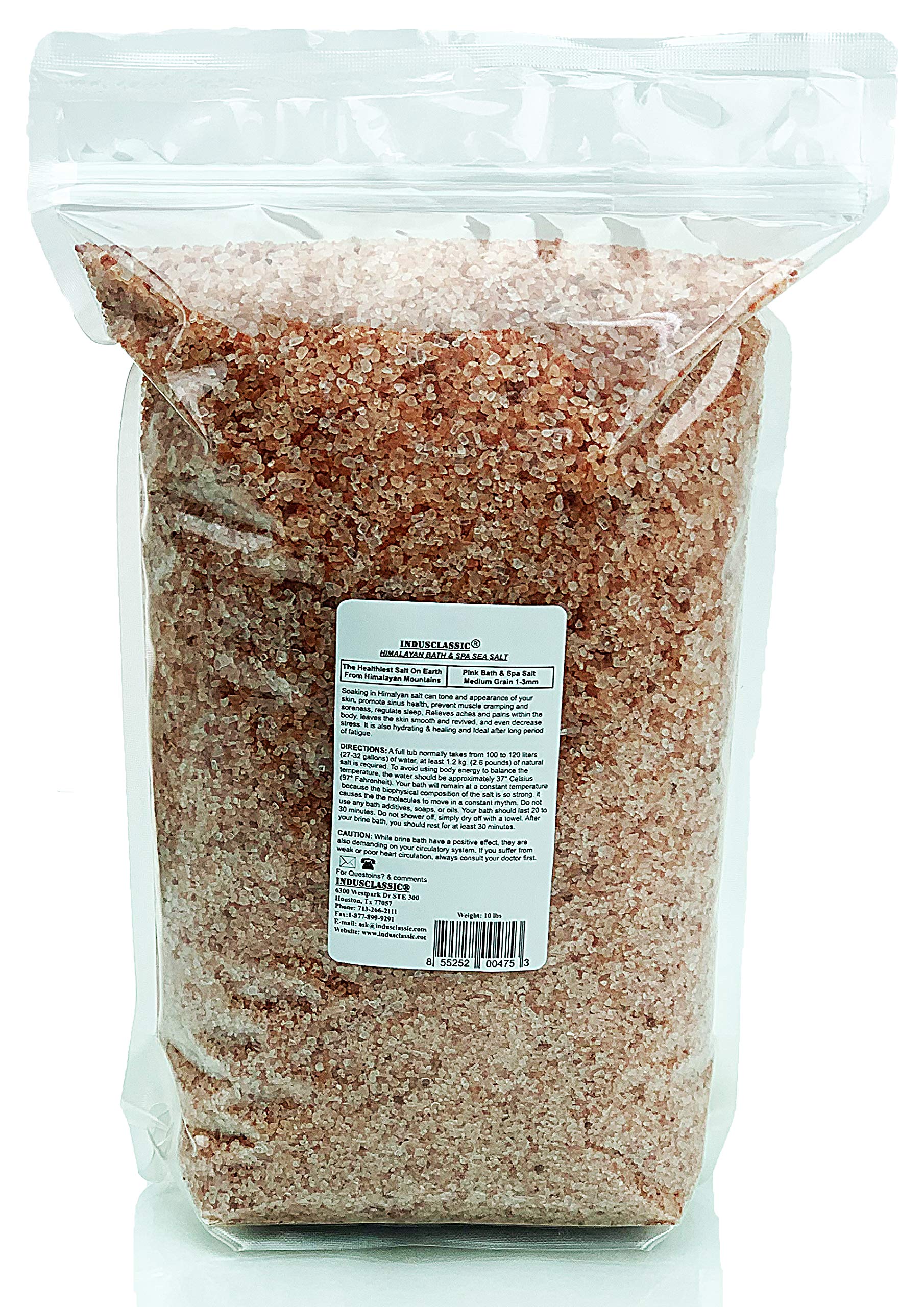 IndusClassic Pure Natural Himalayan Pink Bath & Spa Sea Salt - 10 lbs Medium Coarse Grain 1~3 mm…