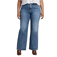 Silver Jeans Co. Women's Plus Size Highly Desirable High Rise Trouser Leg Jeans-Legacy