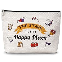 Performer Gift Cosmetic Bag, The Stage is My Happy Place Broadway Play Performer Makeup Bag, Theater Gifts for Teen Girls, Musical Lovers Gifts, Appreciation Gifts for Musician Dramatist -29
