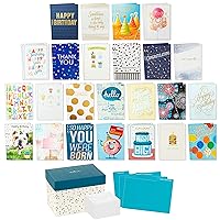 Hallmark All Occasion Cards Assortment—48 Cards and Envelopes with Card Organizer Box (Polka Dots)