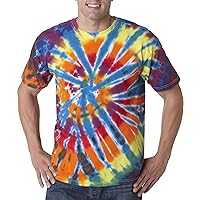 Gildan Tie-Dye - Cotton Rainbow Cut Spiral T-Shirt. 60 - Large - Rainbow Spiral