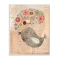 Stupell Industries Love You Little Birdie Wall Plaque Art, 10 x 0.5 x 15, Multi-Color