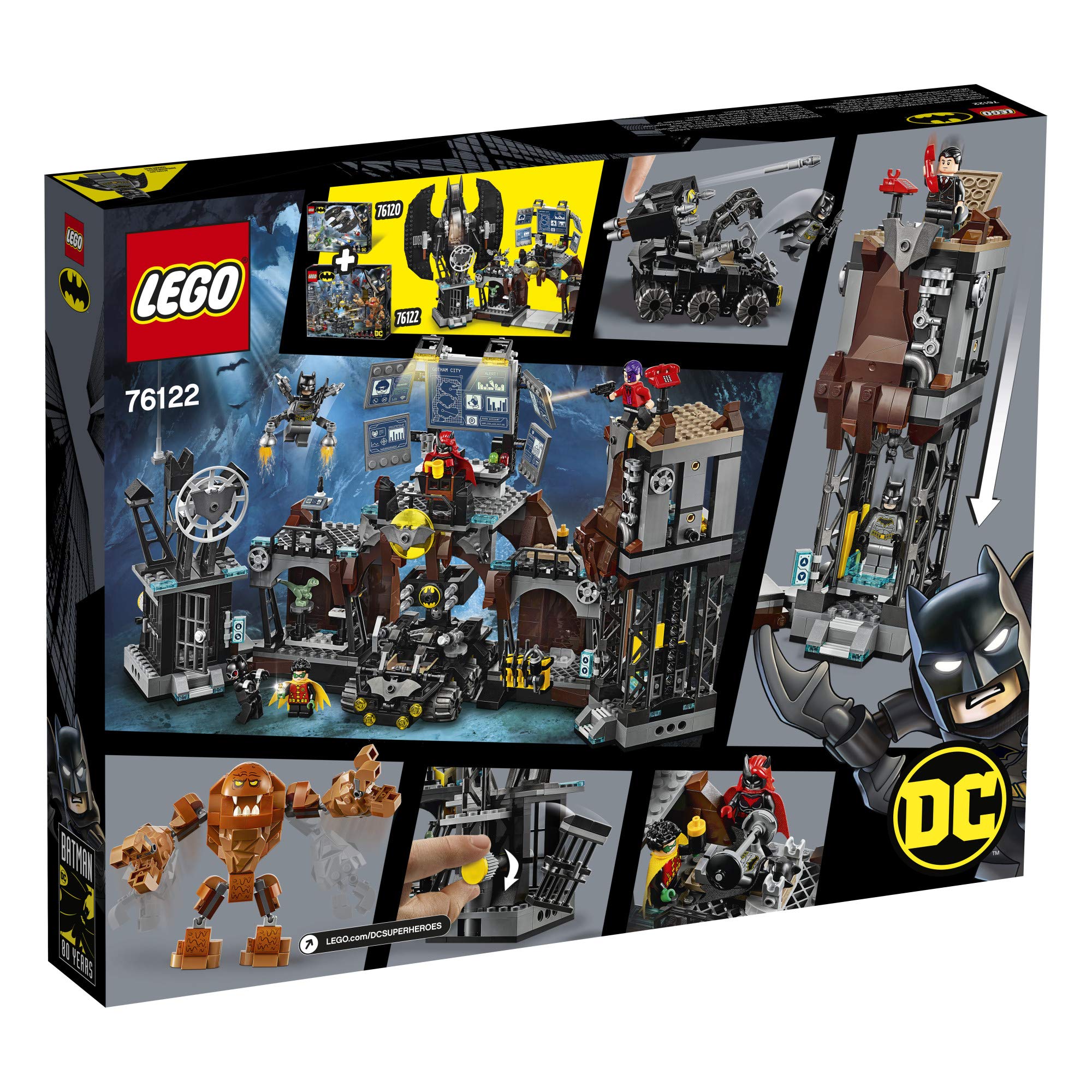 LEGO DC Batman Batcave Clayface Invasion 76122 Batman Toy Building Kit with Batman and Bruce Wayne Action Minifigures, Popular DC Superhero Toy (1037 Pieces)