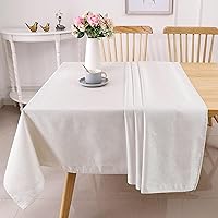 Majestic Giftware Polyester Tablecloths for Rectangle Tables | (70/120) - TC1336 Jacquard Desert White Gold Print Hem Stitch Dining Table Cover | Decorative Washable Tablecloth for Kitchen, Dining