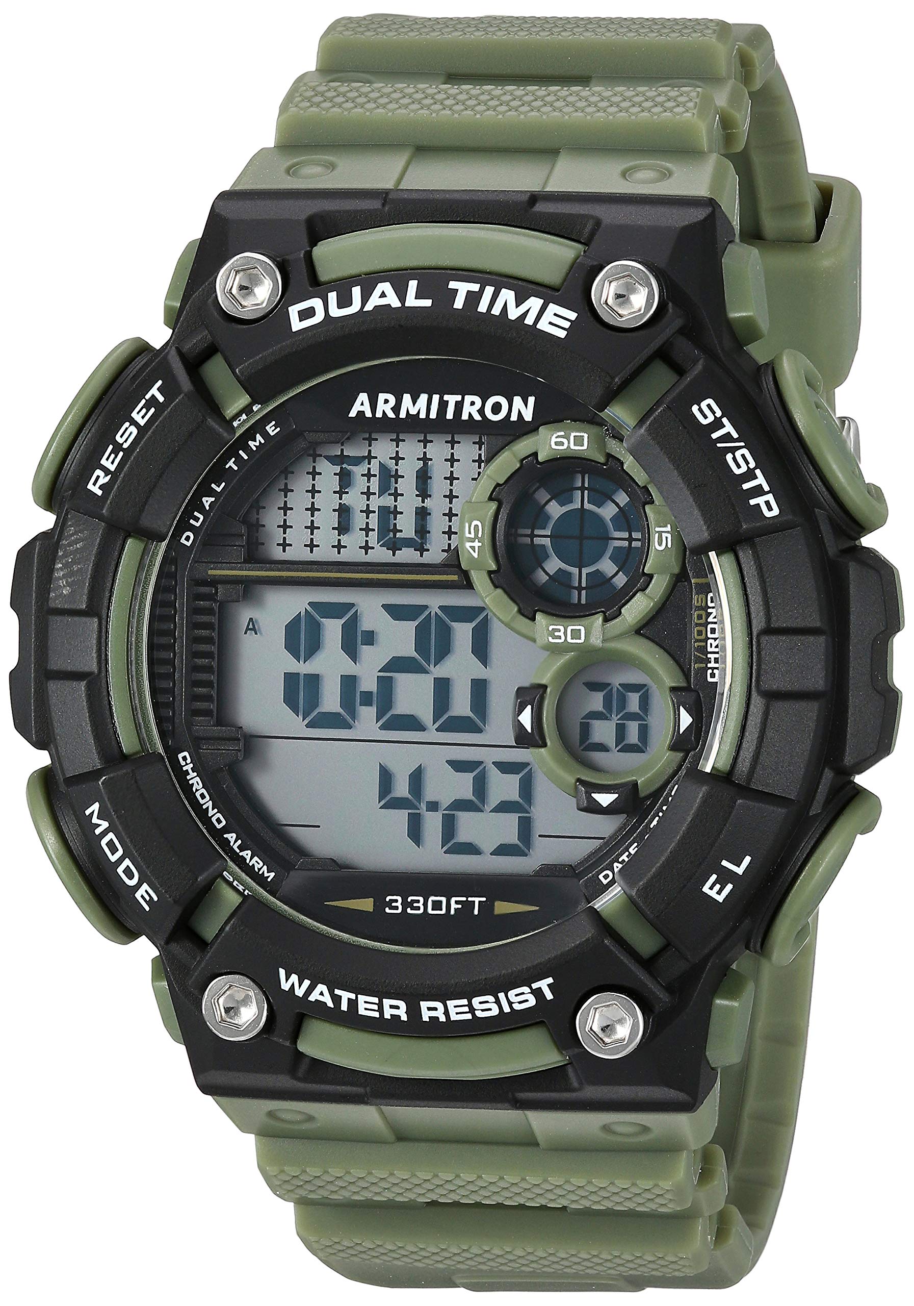 Armitron Sport Men's 40/8445DGN Digital Chronograph Dark Green Resin Strap Watch
