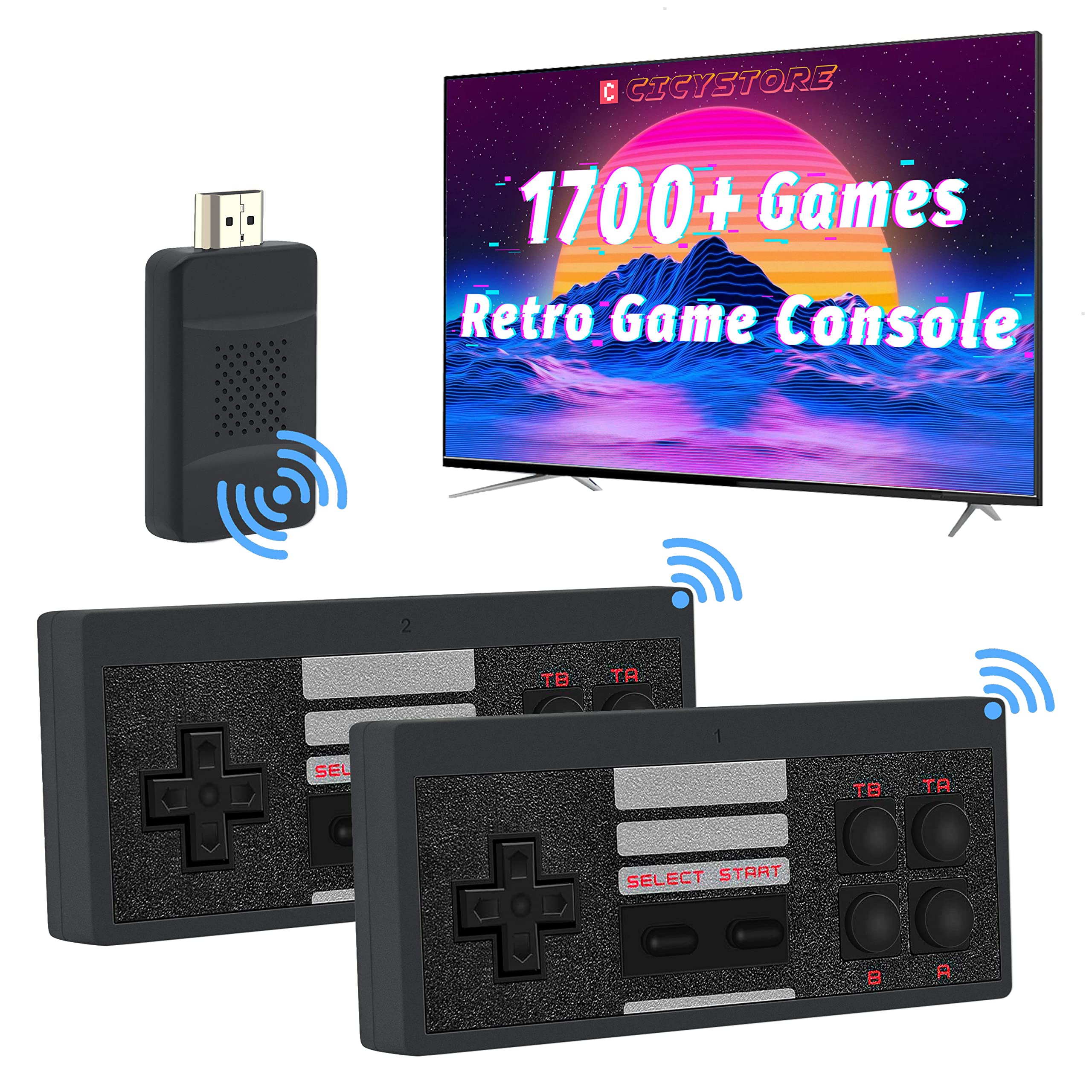 CICYSTORE Retro Game Console with 1700 NES Classic Edition Games,4K HD Video Game Console,Plug and Play Video Games for TV,Gift for Kid/Adult